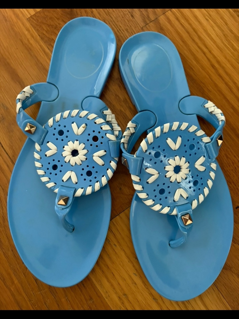 Jack Rogers Blue and White Girls' Jelly Sandals